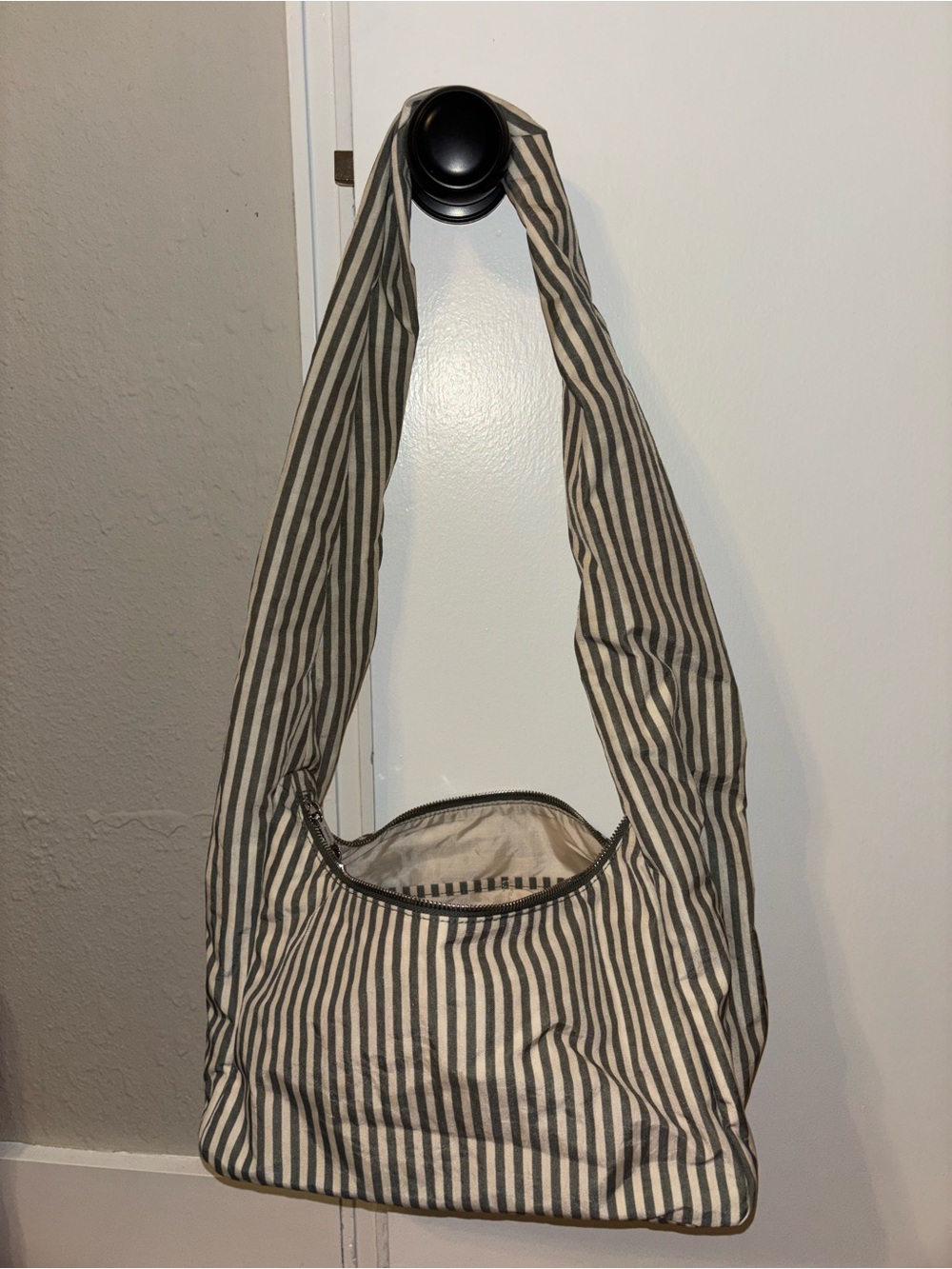 Nylon Meringue Bag in Sage Stripe made by BAGGU